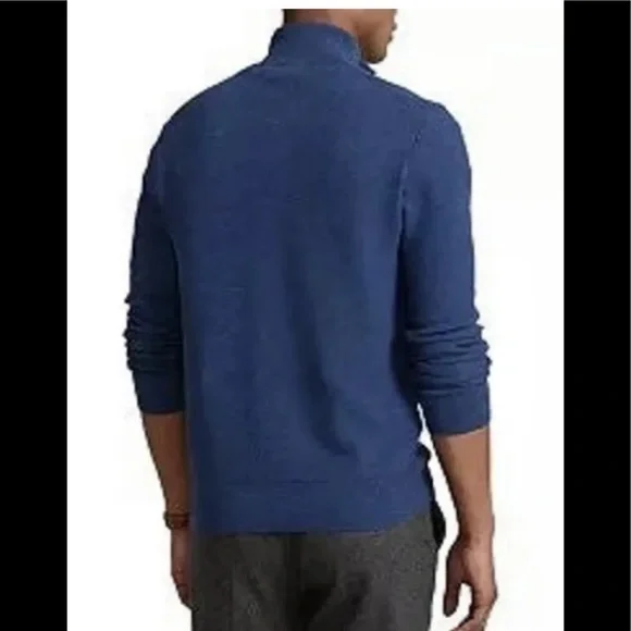 Polo Ralph Lauren Textured Pullover Turtleneck Pima Cotton Navy Heather Sweater